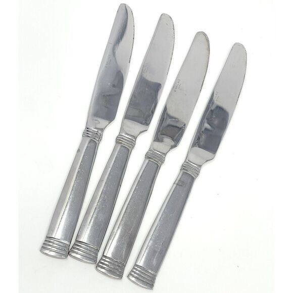 Wallace NAPOLI Glossy Dinner Knives 8 7/8” Stainless Flatware Set Of 4 - Picture 1 of 6